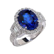 Blue Sapphire & Diamonds Ring
