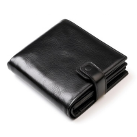 Classic Buttoned Bifold in Black