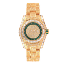 Lustrous Diamond and Emerald-Studded Watch